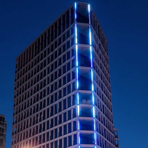 Iluminación del edificio B1B2 en Paris 13